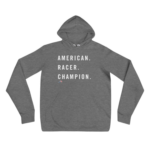 American. Racer. Champion.  SlimFit Unisex hoodie