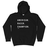 American. Racer. Champion.  Kids Hoodie